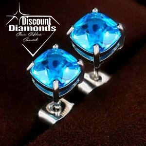 Blue Sapphire Studback Earrings on 925 Sterling Silver 
